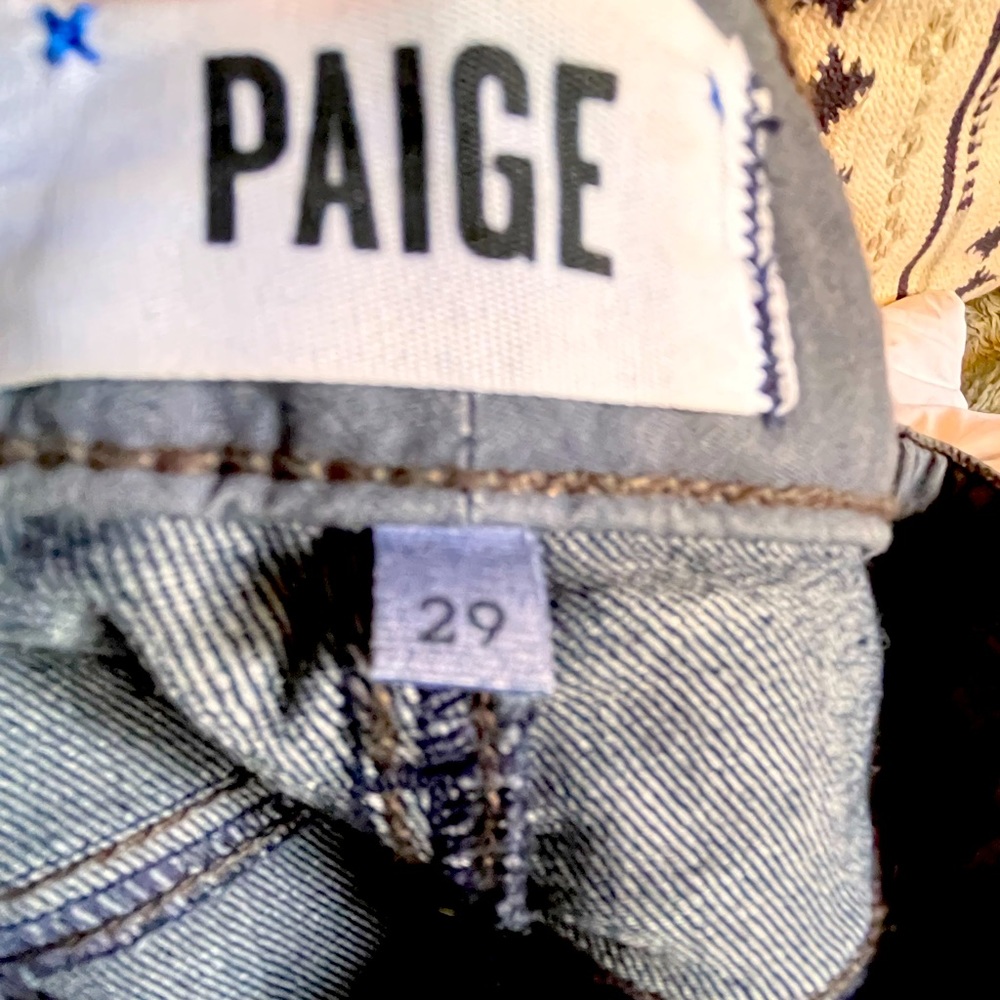 Paige denim jeans with tapered legs in dark navy blue